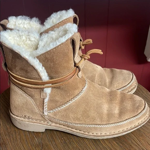 UGG Tan Ankle Boots with Plush Fleece Lining - Picture 4 of 15